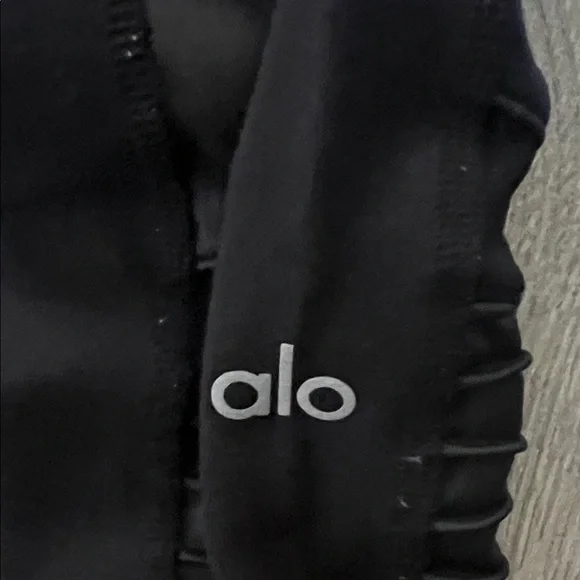 ALO Yoga Black Leggings with Ribbed Accents - Picture 2 of 7